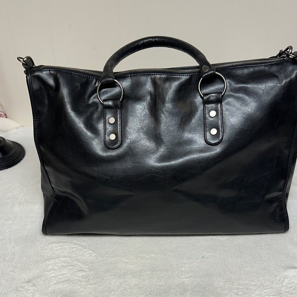 Harley-Davidson-Victoria Secret Black Leather Duffel/Tote Bag - Picture 6 of 15